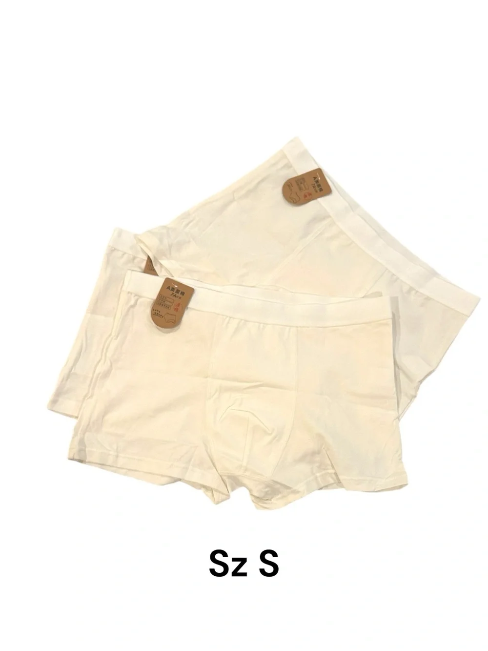 Men's Cotton Boxer Briefs – White (Size S)